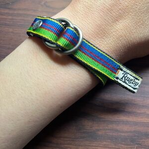 Rugby Ralph Lauren Blue green red striped fabric bracelet adjustable